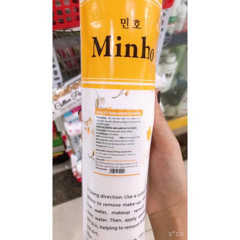 Bông tẩy trang Minho siêu mịn đến từ Hàn Quốc 150 miếng