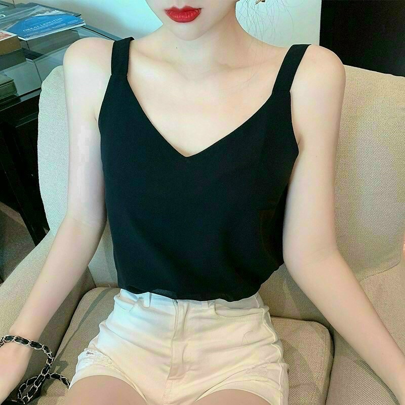 Áo voan 2 dây trơn đơn giản