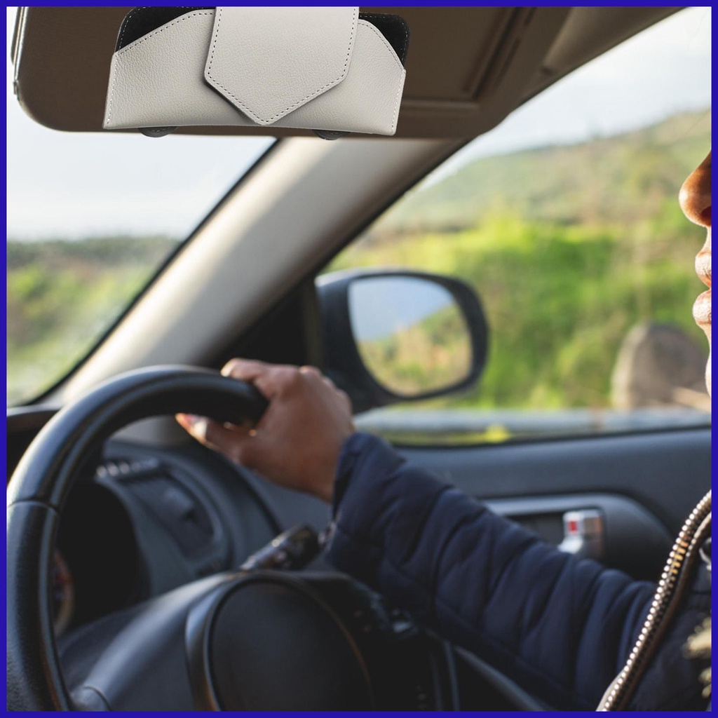 Hộp Đựng Mắt Kính Bằng Da Có Kẹp Gắn Tấm Che Nắng Xe Hơi