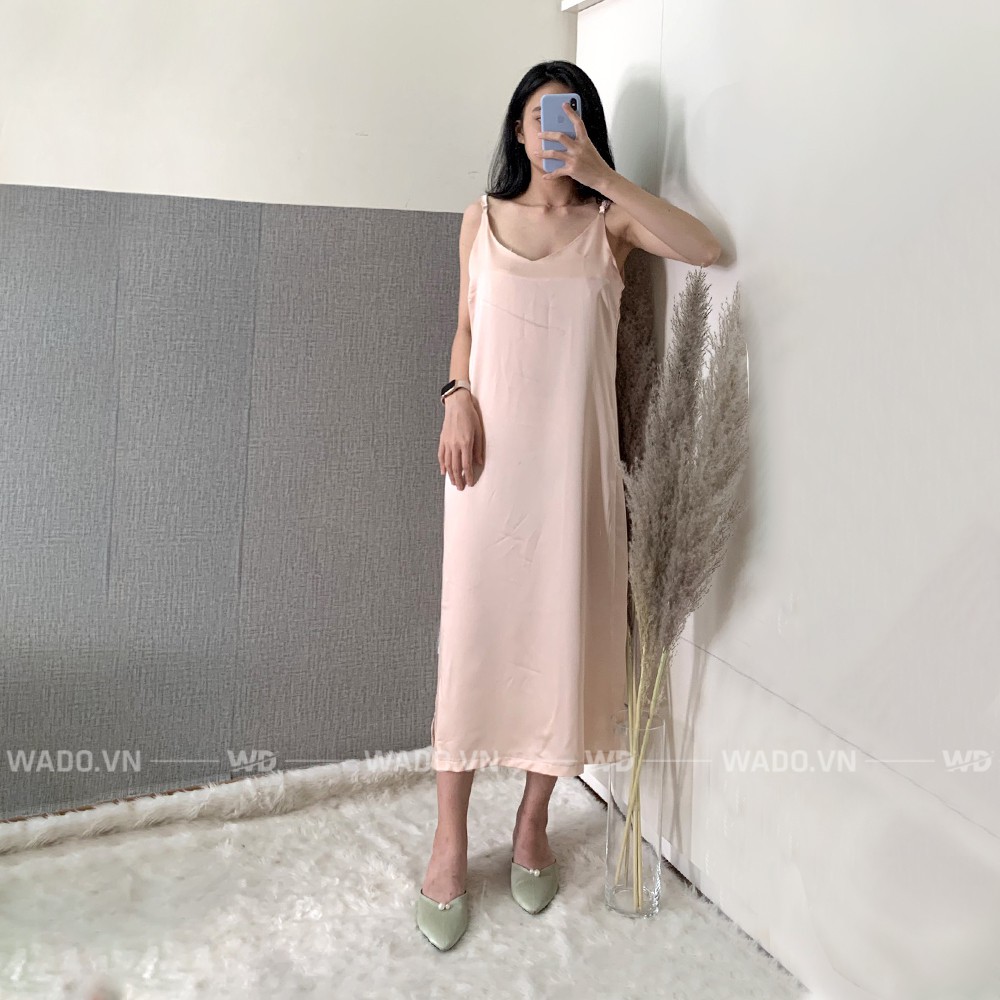 [hình thật] [QUÀ LÀ VÒNG TAY] Váy hai dây Wado chất liệu lua satin cao cấp mềm mịn nhiều màu wado