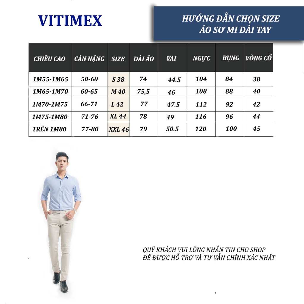 Áo sơ mi Vitimex Dài tay form rộng kiểu công sở vải chống nhăn thoáng mát - ARD7595