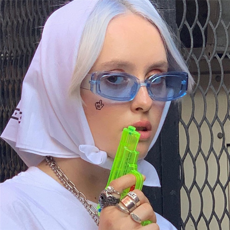 Kính Mát Gọng Vuông Nhỏ Trong Suốt Phong Cách Âu Mỹ Thời Trang Cho Nữ