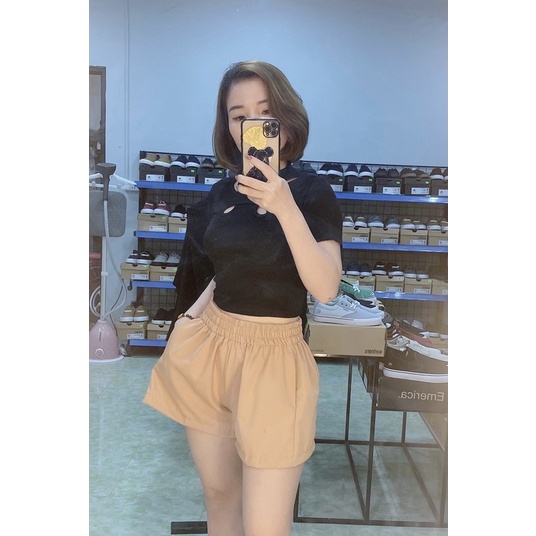 [ Ảnh thật ]Quần short tacta nữ, ông rộng, cáp chun dễ mặc phù hợp nhiều cân nặng QS02