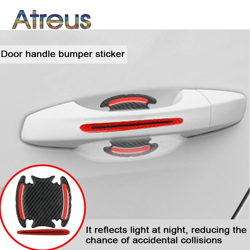 Set 4 Miếng Dán Phản Quang 3D Cảnh Báo An Toàn Cho Tay Nắm Cửa Mở Cửa Xe Hơi