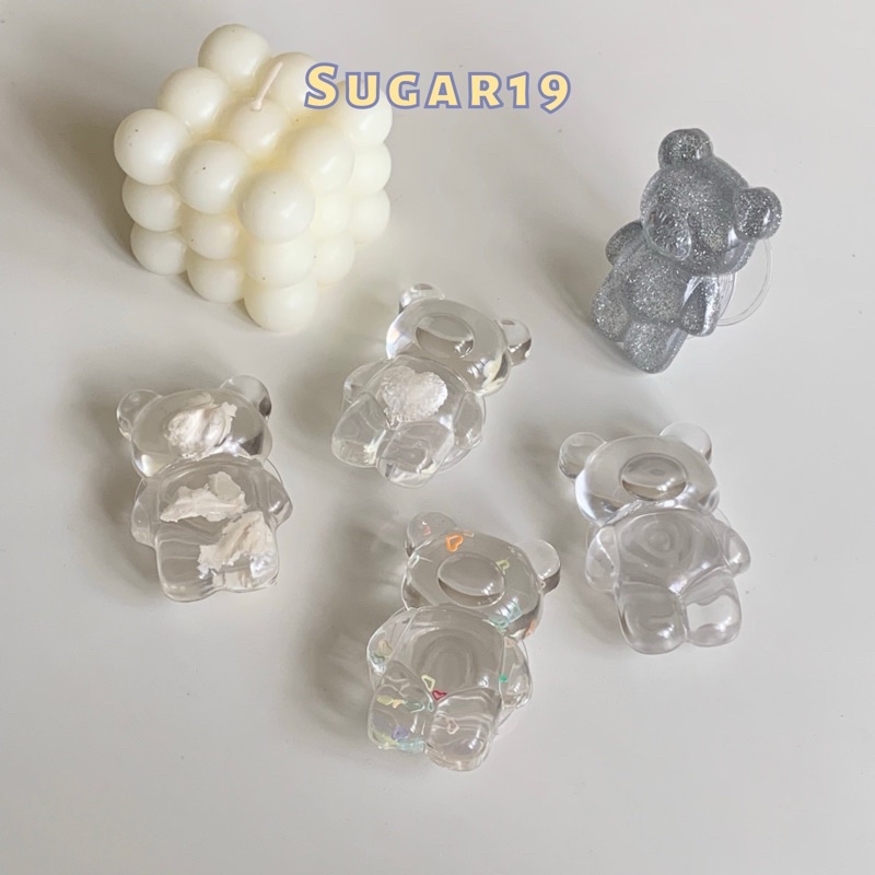 Giá đỡ chống lưng cho điện thoại pop hình gấu trong suốt Sugar19