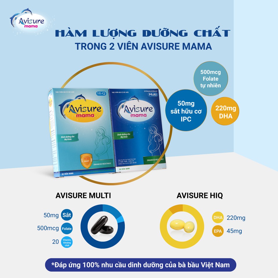 Combo 2 hộp canxi tự nhiên Avisure Hical và 1 hộp vitamin tổng hợp Avisure Mama cho bà bầu hộp 60 viên