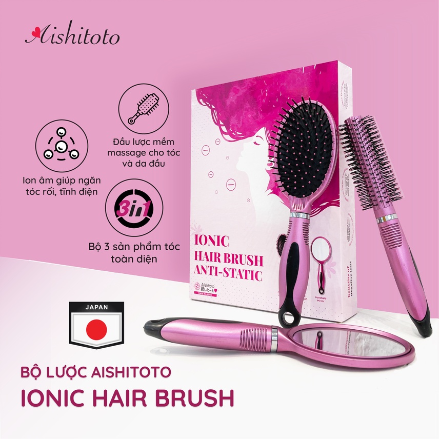 Bộ lược chải mượt tóc bổ sung Ion Âm Nhật Bản Aishitoto