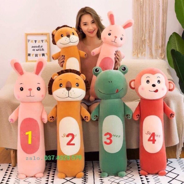 Gấu bông thỏ ếch khỉ, Gối ôm Cho Bé Vải Miniso Mềm mịn an toàn