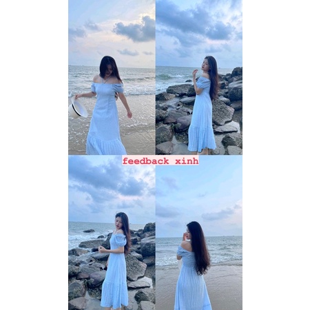 ĐẦM SEAIE  - Đầm nữ dáng xoè, váy maxi đi biển, xanh biển, xanh cốm