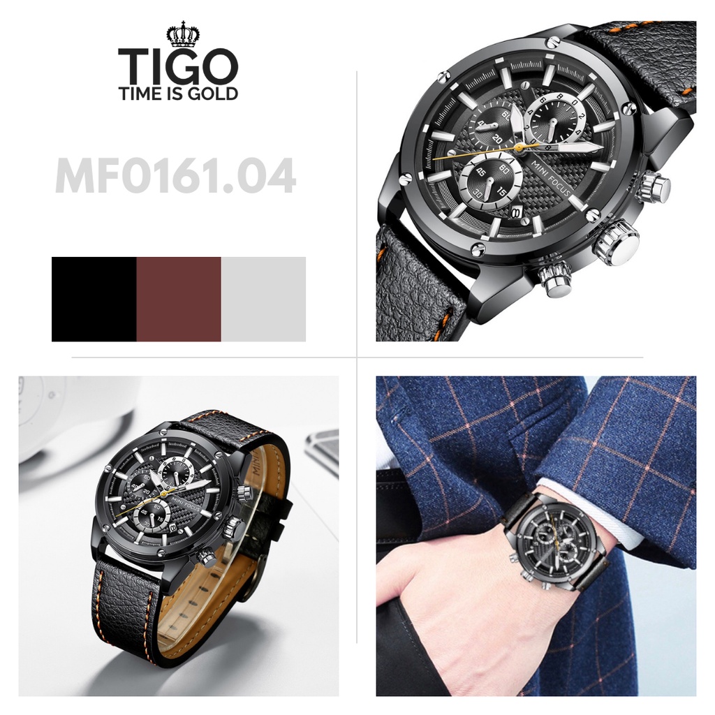 Đồng hồ nam MINI FOCUS MF0161G.04 dây da thật màu viền thép không gỉ màu bạc 3 kim hàng chính hãng cao cấp Nhật Bản dde | BigBuy360 - bigbuy360.vn