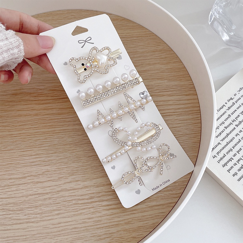 Kẹp tóc kim loại đính đá sang trọng phong cách Hàn Quốc