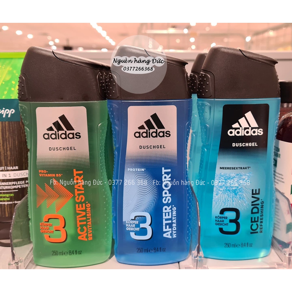 Sữa Tắm Adidas Nam của Đức 3in1 - Tắm, Gội, Rửa mặt - Nguồn hàng Đức