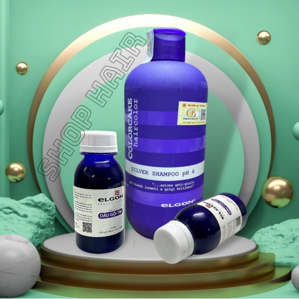 Dầu gội tím Elgon, dầu gội khử vàng chính hãng, dầu gội giữ màu dành cho tóc tẩy nhuộm màu thời tran