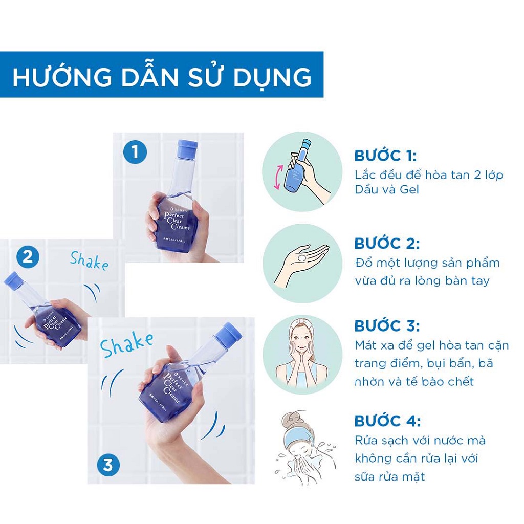Gel Rửa Mặt Tẩy Trang 2 Trong 1 Senka Perfect Clear Cleanser 170ml _ 70194