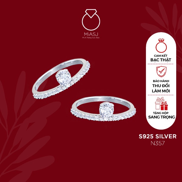 Nhẫn nữ bạc Ý S925 MiASJ N357 đá CZ nhân tạo cao cấp sang trọng