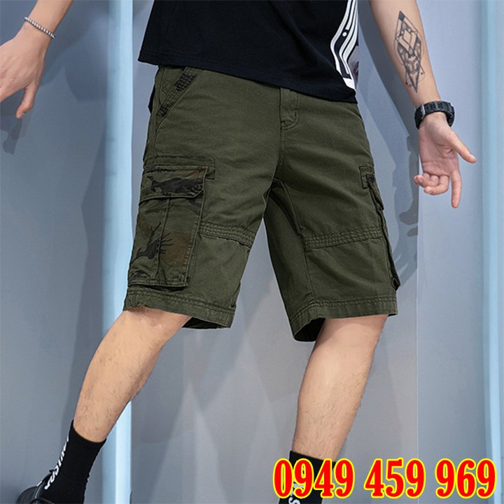 Quần Sóc Nam Kaki Túi Hộp Phong Cách Lính - Mã QS021