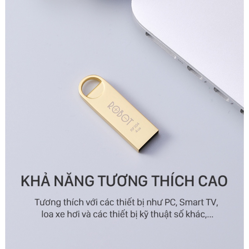 USB 32Gb ROBOT RF332 - USB kim loại cao cấp vàng gold sang trọng - Bảo hành trọn đời