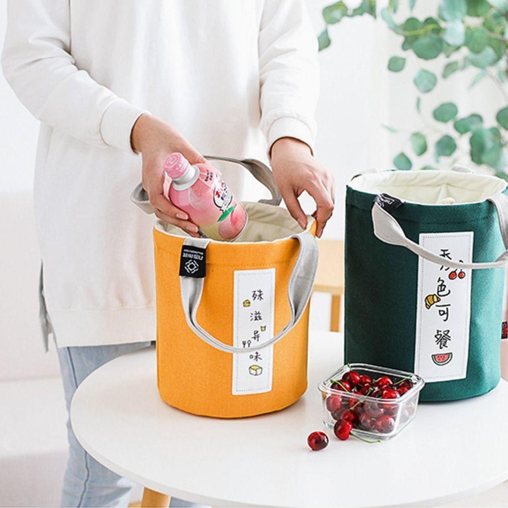 Túi Giữ Nhiệt Đựng Hộp Cơm Trưa In Họa Tiết Hoa Hồng Xinh Xắn Tiện Dụng