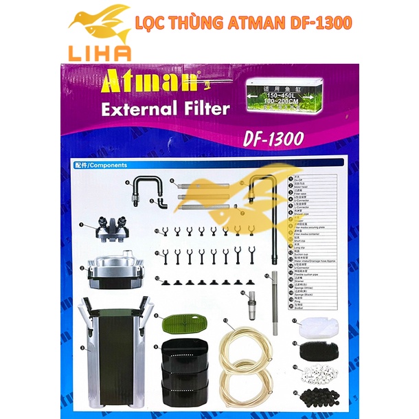 Máy Lọc Thùng Atman DF - Lọc Ngoài Cho Hồ Cá 100-300 Lít