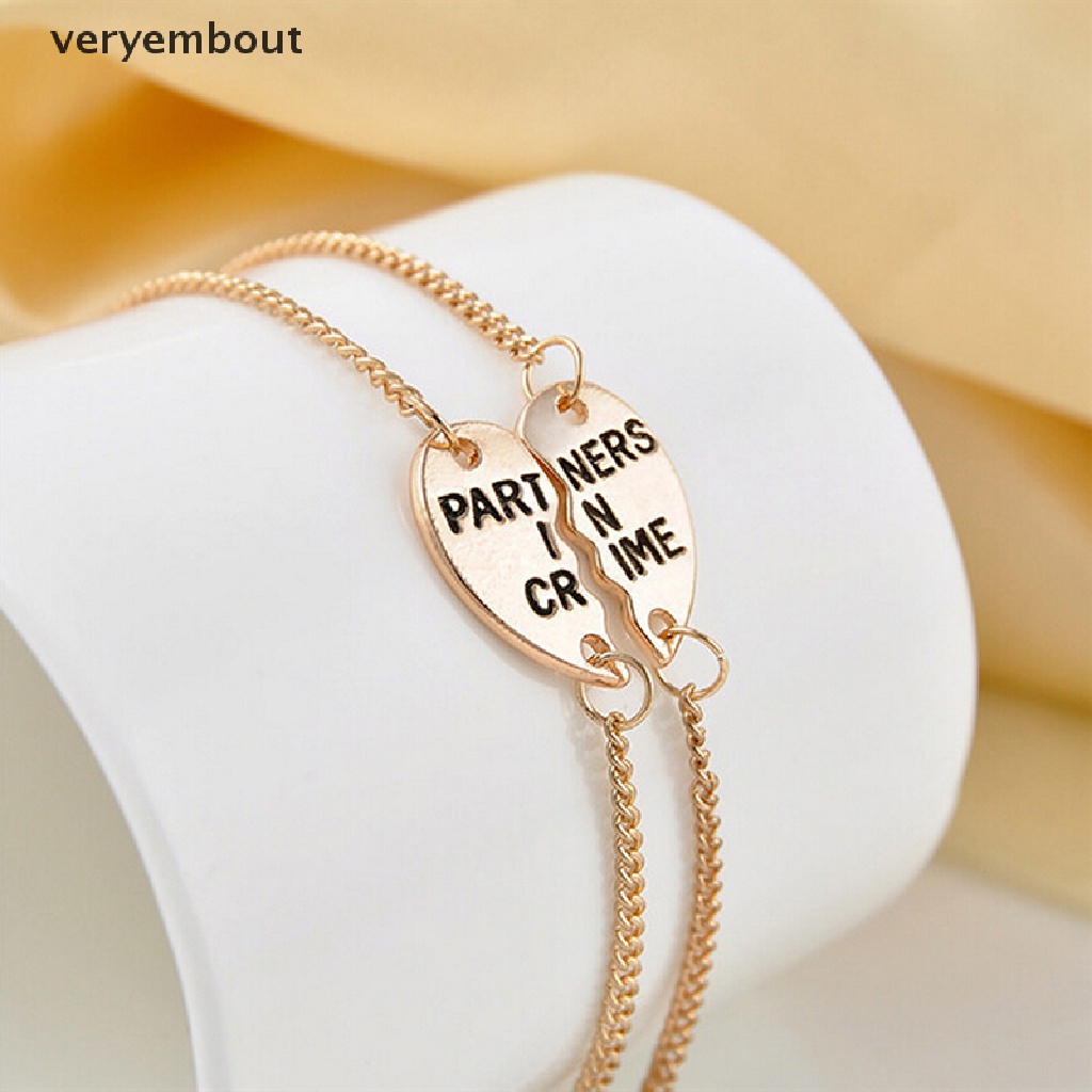 Set 2 Vòng Tay Mặt Trái Tim Chia Đôi Khắc Chữ Best Friends Forever