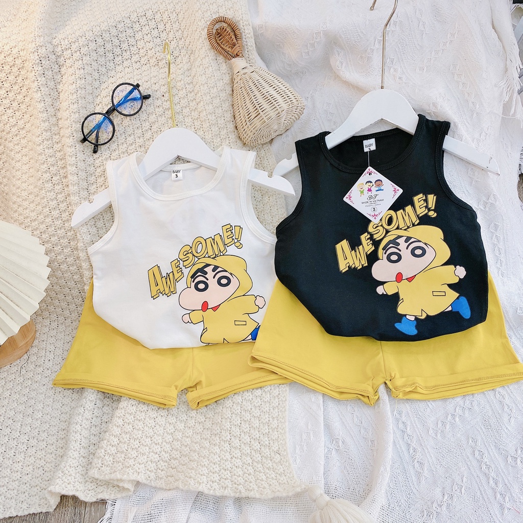 Bộ 3 Lỗ In Hình Bé Shin Bút Chì Mùa Hè Cho Bé Chất Liệu Vải Cotton Đủ Size Từ 8-20Kg VNXK Nhật-Hàn