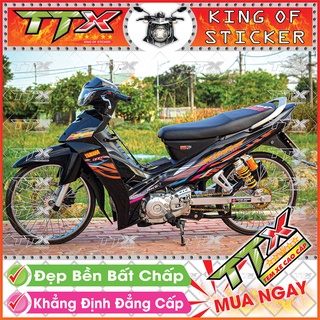 Tem Xe Sirius 110 Đen Cam Hoa Văn - Tem Sirius Cam Đen Siêu Đẹp - Mẫu Team Sirius Đen Cam (s033-00)