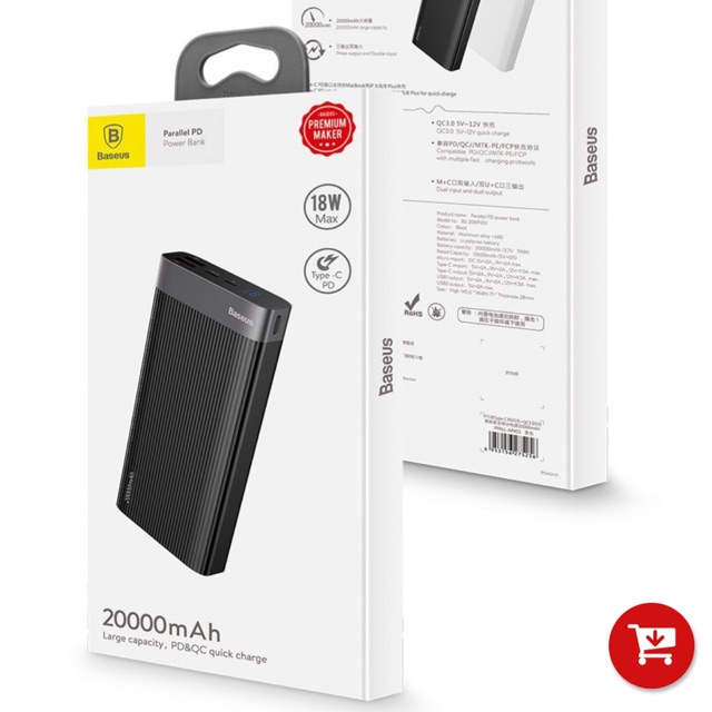 Pin sạc dự phòng sạc nhanh Baseus Parallel PD Power Bank 20,000mAh cho Smartphone/ Tablet/ Macbook