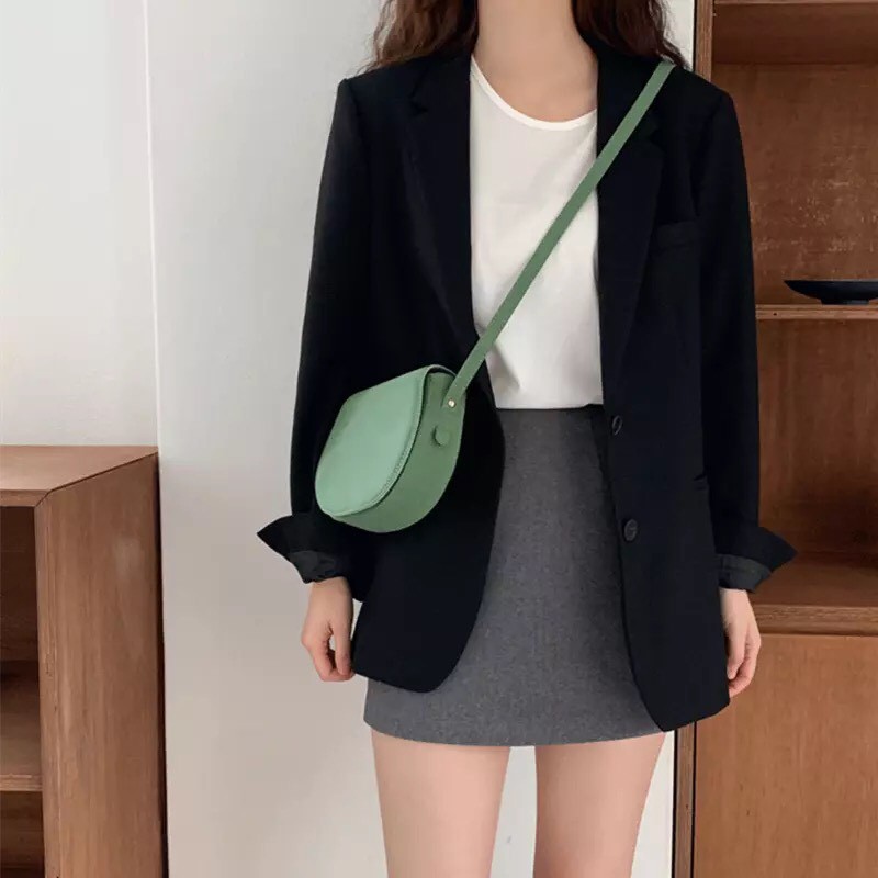 (ORDER) Áo khoác Blazer nữ màu đen đơn giản thanh lịch nhẹ nhàng style Hàn Quốc