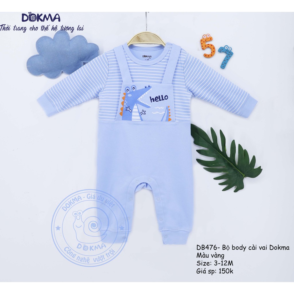 Dokma - Body Cài vai phối kẻ yếm 3-9m DB476