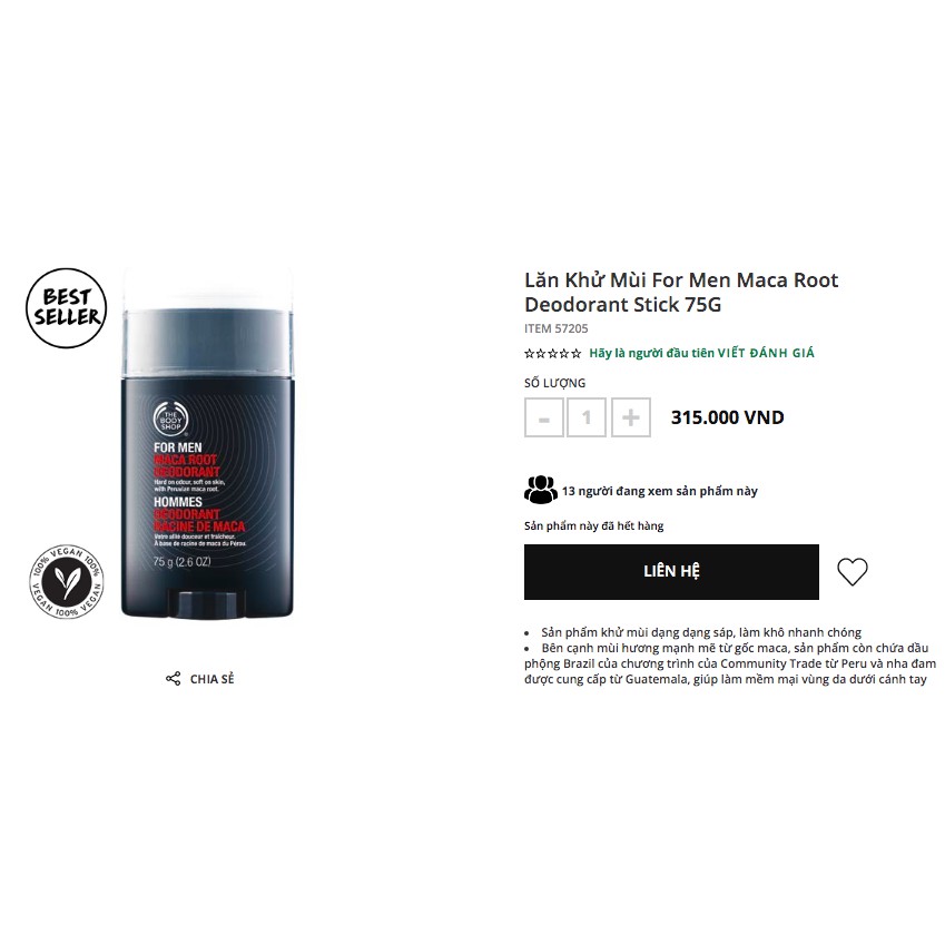 lăn khử mùi THE BODY SHOP Deodorant Japanese Cherry Blossom/Black musk/White musk chiết xuất thiên nhiên, kháng khuẩn | BigBuy360 - bigbuy360.vn