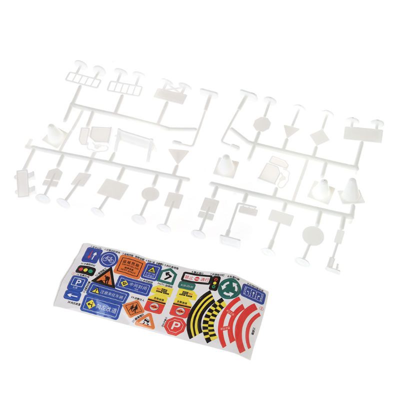 Bộ 56 đồ chơi biển báo giao thông DIY cho bé