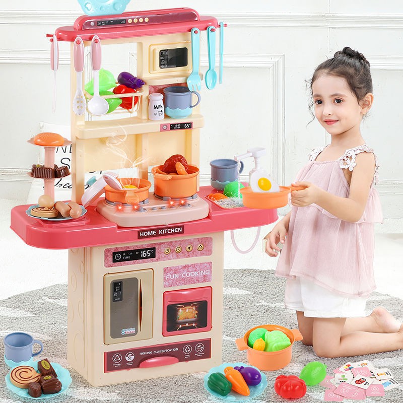 Bộ đồ ăn trẻ em đồ chơi Mô phỏng bộ đồ chơi nhà bếp lớn có thể dùng để nấu nướng và ăn cho 4 cô gái, 53 tuổi, 6 trẻ e