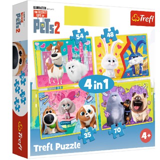 Tranh ghép hình 4 trong 1 (35/48/54/70 mảnh) Chủ đề Secret Life of Pets 2 chính hãng TREFL 34319