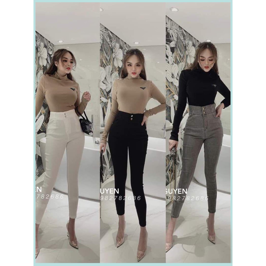 Quần bò giấy cạp cao siêu ôm V3 | BigBuy360 - bigbuy360.vn