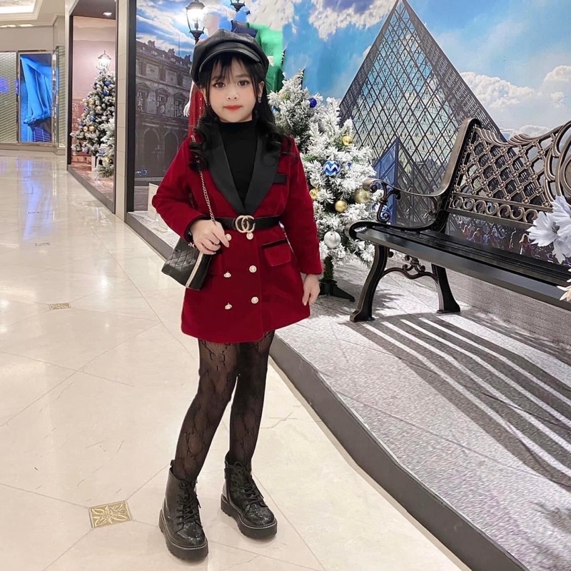 Vest nhung kèm đai cho bé gái