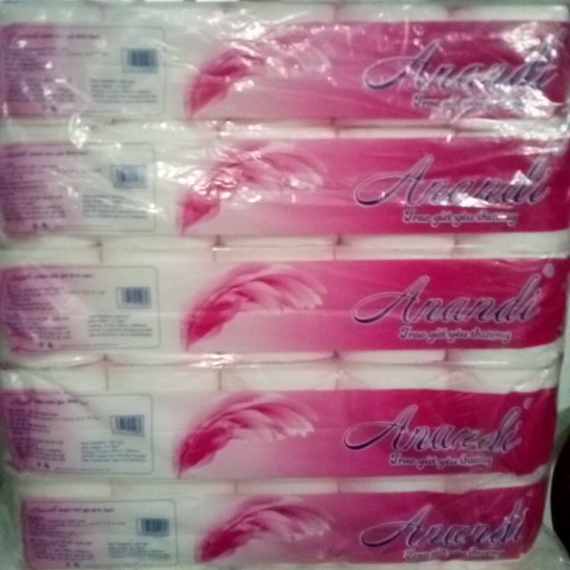 Combo 10 lốc (1 bành) giấy vệ sinh cuộn 2 lớp Anandi hồng TK 10 cuộn/lốc.