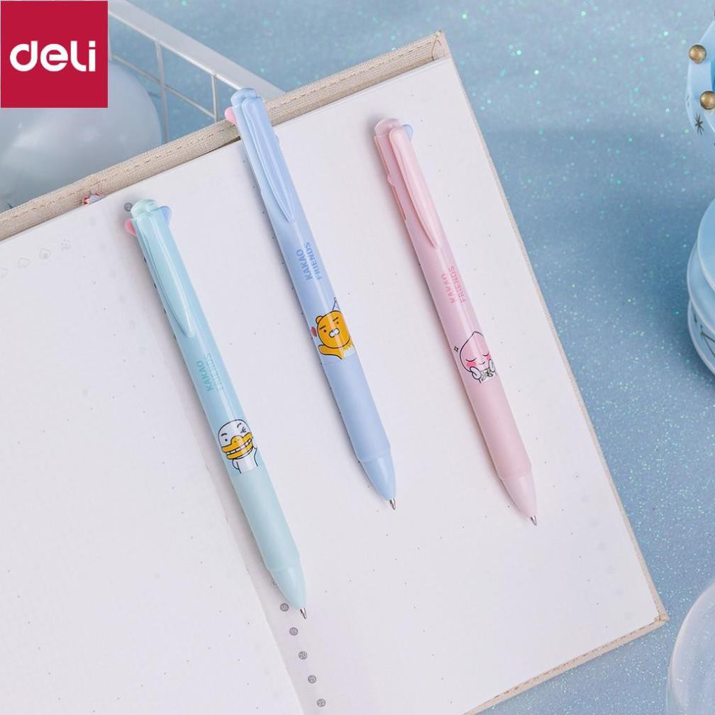 Bút bi dầu nhiều màu Kakao Friends Deli – 4 màu ngòi - S170-KM-01 [Deli]