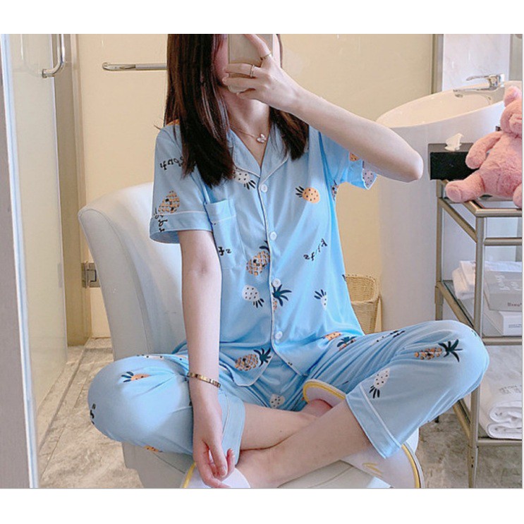 Bộ sau sinh pijama quần dài áo ngắn tay siêu đẹp kèm ảnh thật