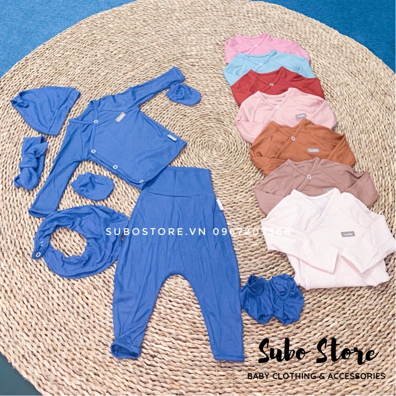 COOKIE Bộ sơ sinh cài chéo dài tay Bộ dài tay cài lệch sơ sinh