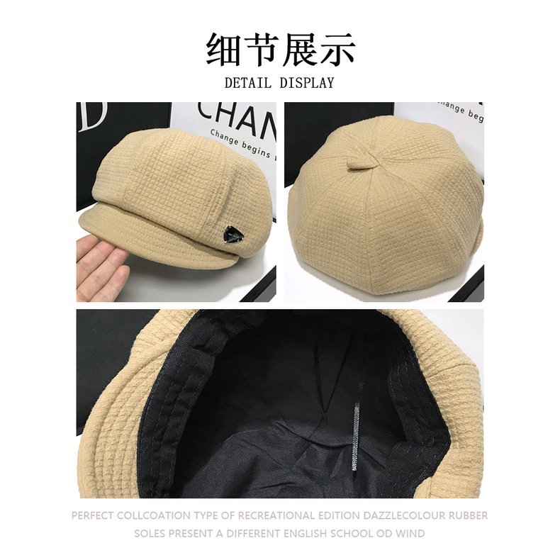 Mũ Beret Vành Ngắn Màu Đen Phong Cách Anh Quốc Thời Trang Mùa Thu Cho Nữ