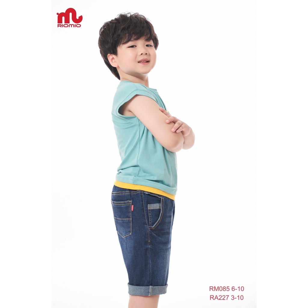 Áo thun bé trai sát nách 3-11 tuổi (15-40kg) RIOMIO cotton 4 chiều thoáng mát, thấm hút phong cách Hàn Quốc - RA227