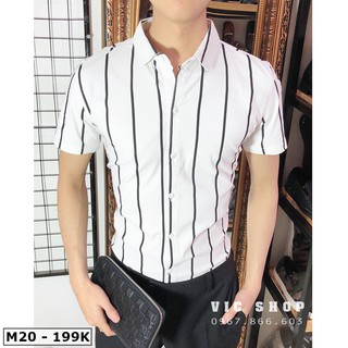 Áo sơ mi tay cộc m020 họa tiết kẻ sọc