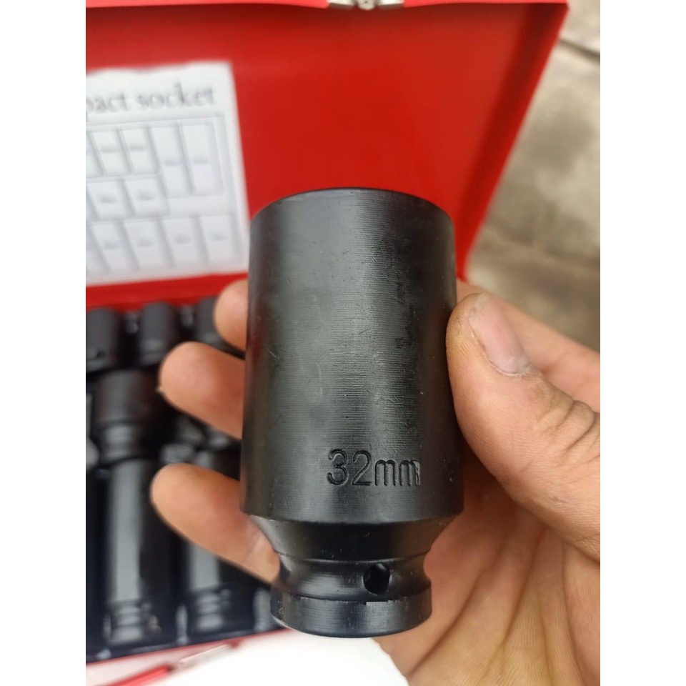 Bộ tuýp khẩu đen 1/2 inch thép CR-V ALONGTOOL 35 chi tiết đủ size kèm hộp sắt cao cấp (Bộ tuýp mở bu lông)