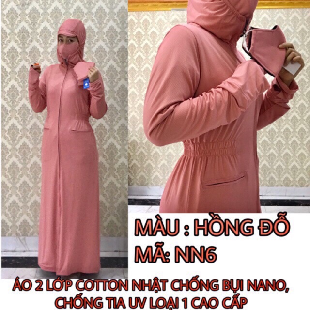 ÁO 2 LỚP COTTON NHẬT CHOÀNG DÀI TOÀN THÂN CHỐNG TIA UV CAO CẤP LOẠI 1