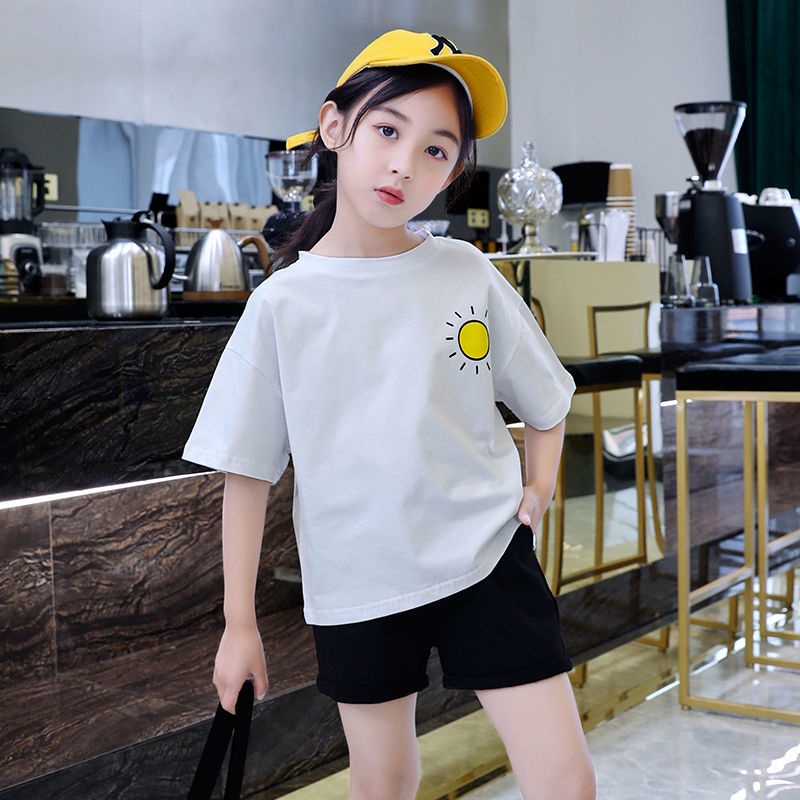 Áo Thun bông Tay Ngắn Dáng Rộng Thời Trang Mùa Hè Hàn Quốc Mới Dành Cho Bé Gái 3-9 Tuổi