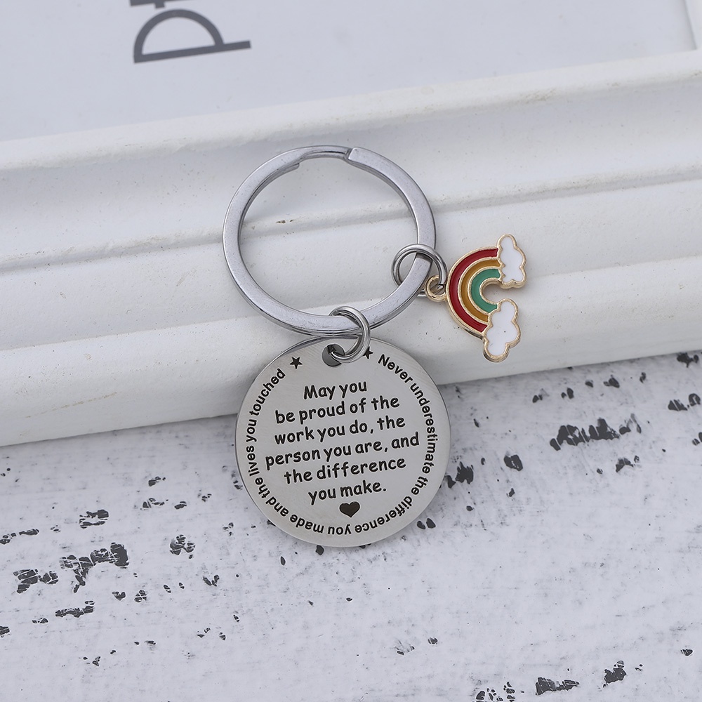 Cod Qipin Móc Chìa Khóa Hình Tròn In Chữ May You Be Proud Màu Cầu Vồng Đơn Giản Cho Cặp Đôi