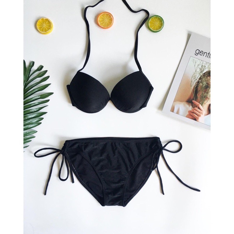 BiKiNi 2 mảnh xoắn ngực quần nhún cạp cao