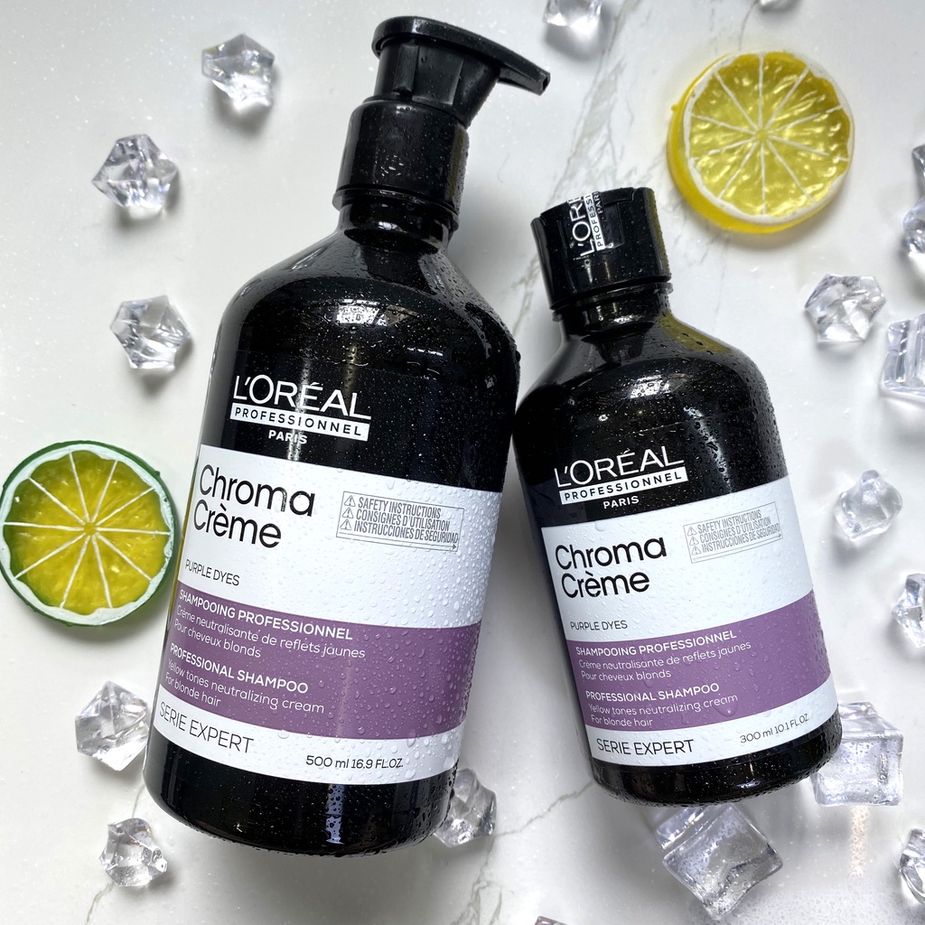 Dầu gội tím khử vàng cực mạnh L'oreal Professionnel Chroma Crème Purple Dyes Shampoo 500ml