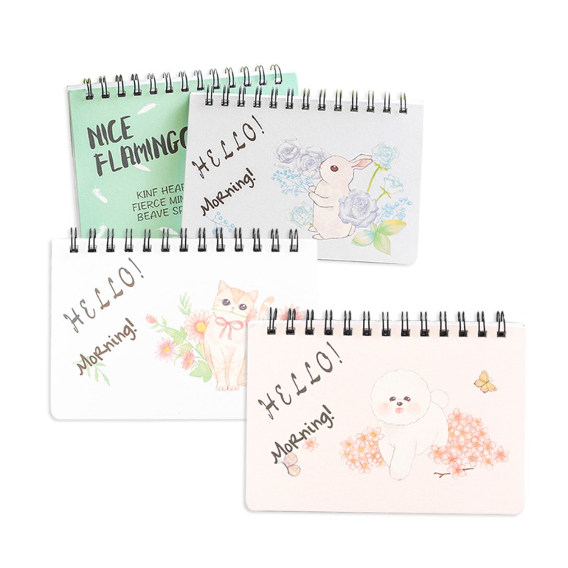 4 Packs Notebook Coil Mini Cute Portable Notebook Notepad Memo for Home School