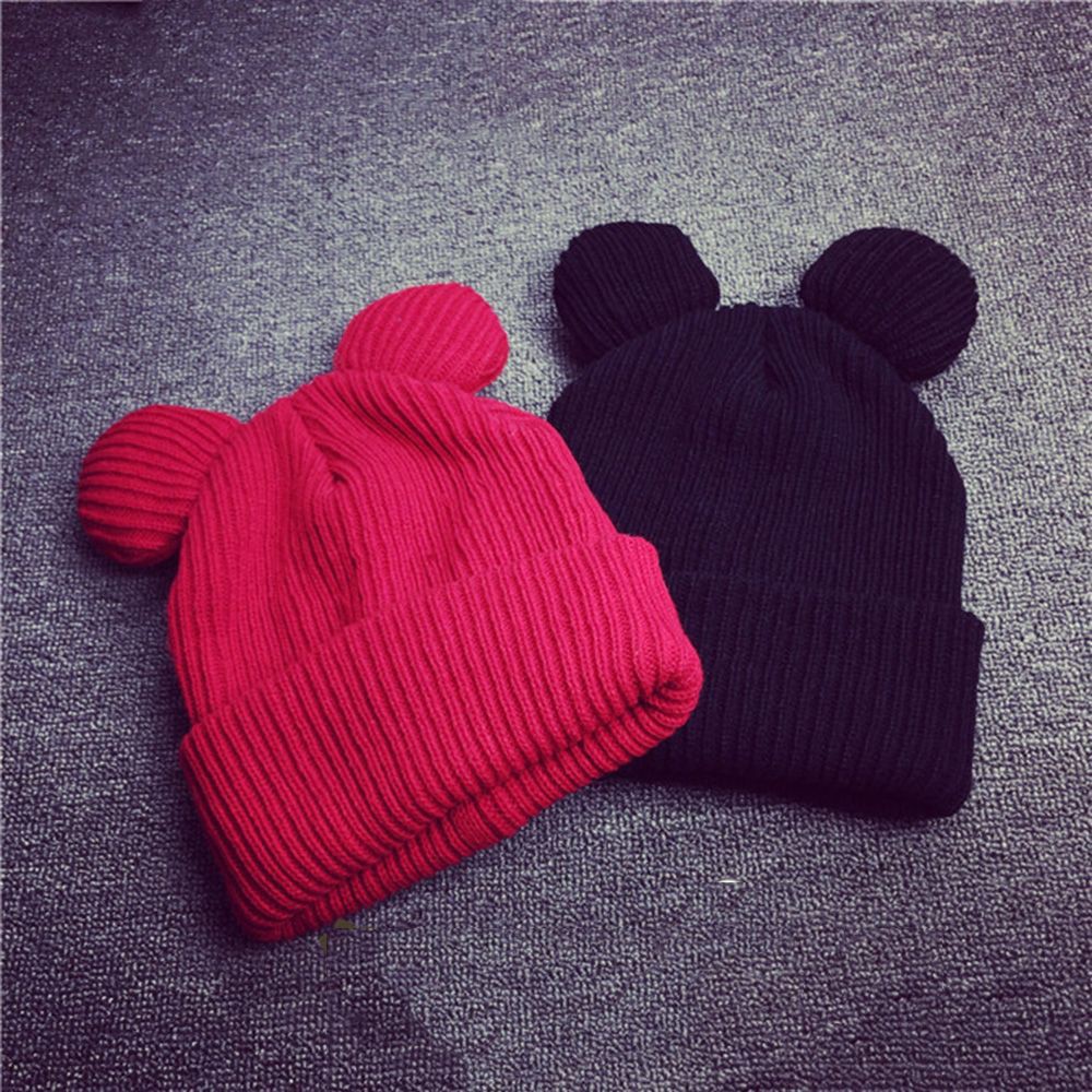 Mũ len beanie tai gấu cho nữ